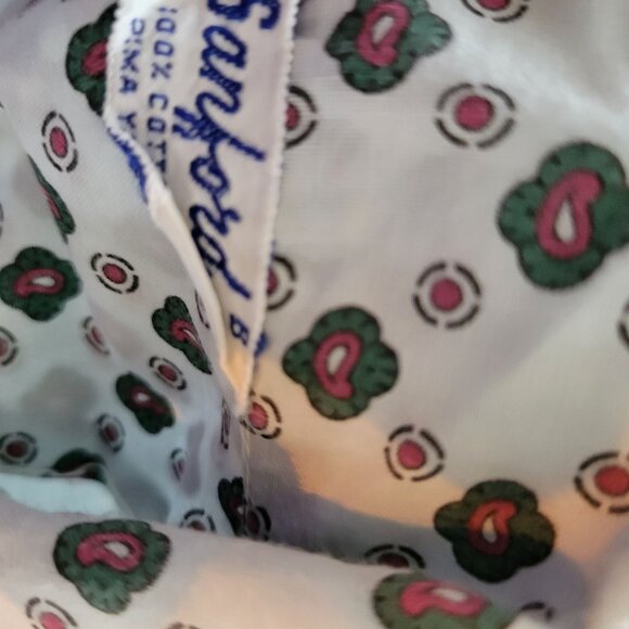 Vintage Sanford White & Green Floral Print Pima Cotton Pajama Set Size M - Picture 3 of 6